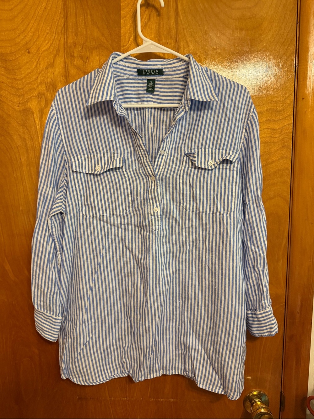 Ralph Lauren Blue and White Striped Button-Down Tunic